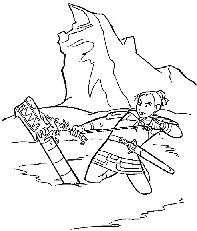 Plansa de colorat cu Mulan 21 14